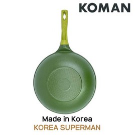 [KOMAN] OliveGreen IH Ceramic Coated Wok 28cm - Induction Nonstick Cookware Frying Pan - Made in Korea